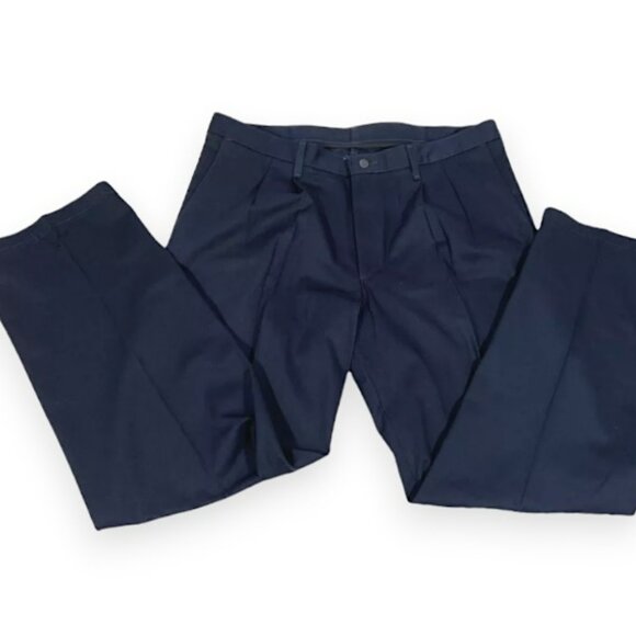 Lee's Performance Midnight Blue Stain Resistant Pleated Pants Trousers 32 x 32 - Picture 2 of 6